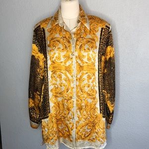 Vintage Monzini Collection silk baroque print blouse